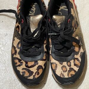 Sam Edelman Animal Print Sneakers with Black and Gold Details